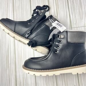Old Navy Boy's Chukka High Top Fur Side Zipper Black Jack  Fur Ankle Boots Sz 10